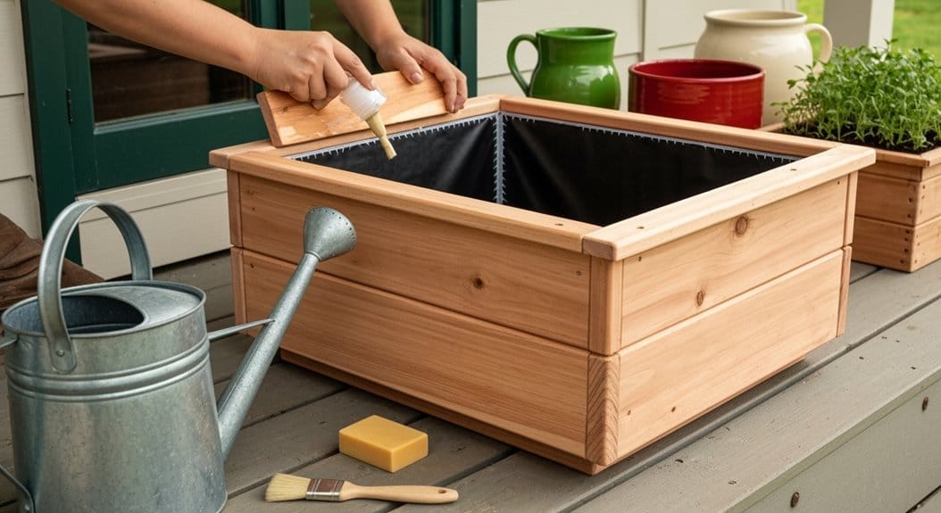 finishing lining waterproofing planter
