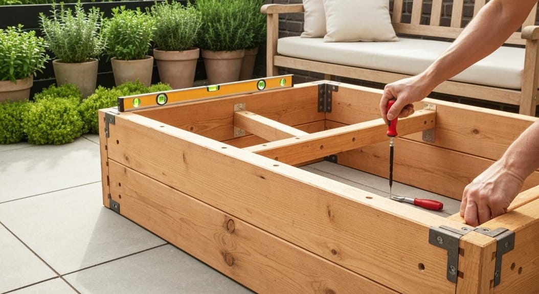 square reinforced raised bed framing