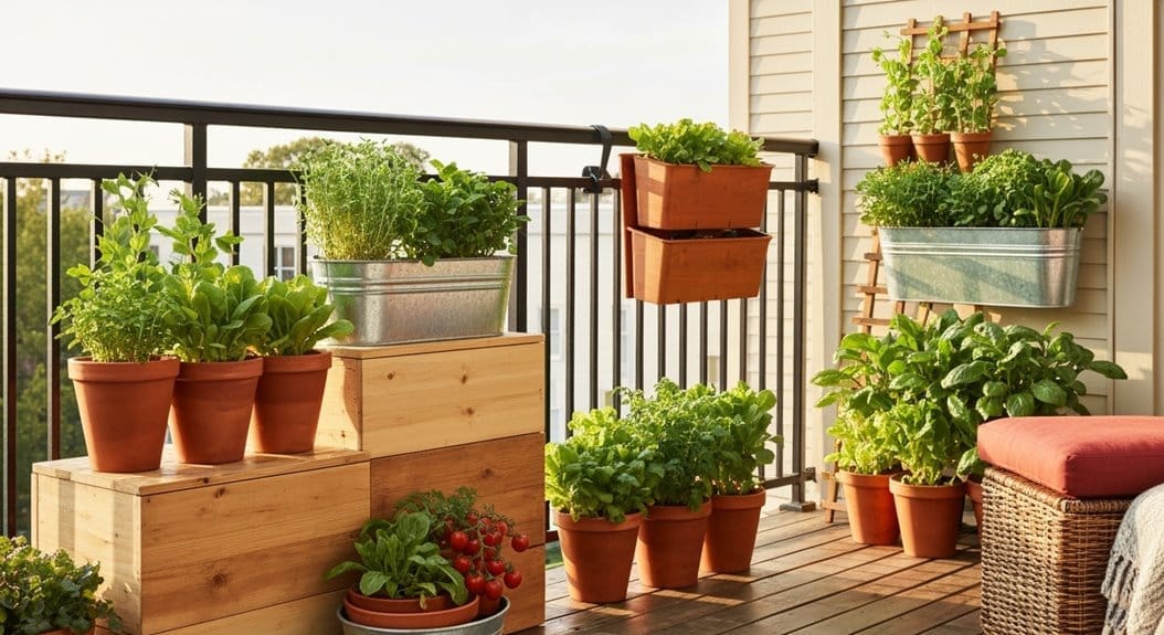 lightweight containers maximize balcony space